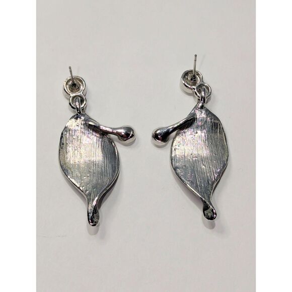 Black White Enamel Painted Rhinestone Necklace Earring Set - Picture 8 of 15